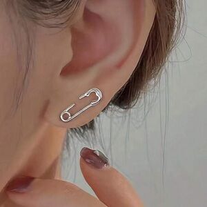 Silver Safety Pin Earrings